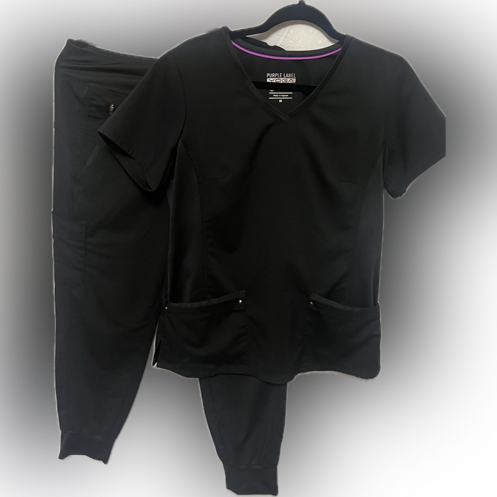 Healing Hands Purple Label Scrub Set Black -Size Medium/Petite